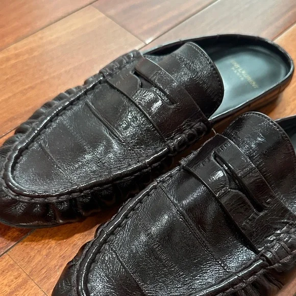 Saint Laurent Dark Brown Leather Penny Slip-On Mules - Picture 7 of 7